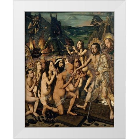 Descent of Christ into Limbo White Modern Wood Framed Art Print by Bermejo, Bartolome