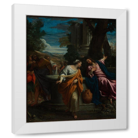 Christ and the Samaritan Woman White Modern Wood Framed Art Print by Carracci, Annibale