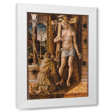 Saint Francis Collecting the Blood of Christ White Modern Wood Framed Art Print by Crivelli, Carlo