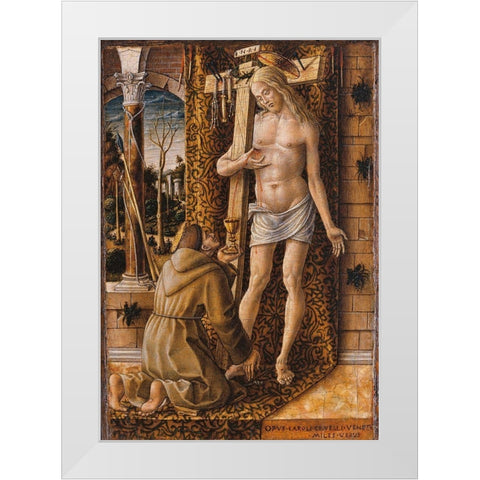 Saint Francis Collecting the Blood of Christ White Modern Wood Framed Art Print by Crivelli, Carlo