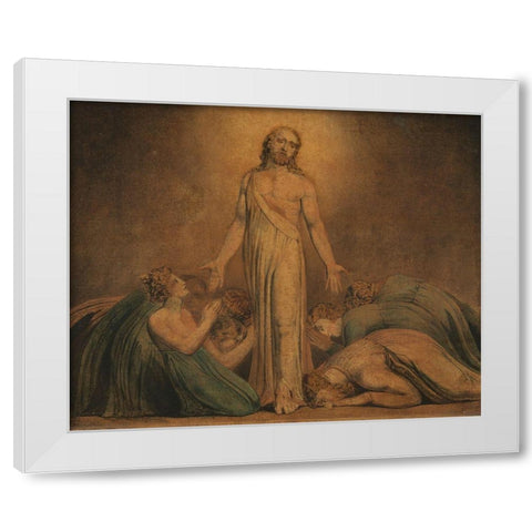 Christ Appearing to the Apostles after the Resurrection White Modern Wood Framed Art Print by Blake, William