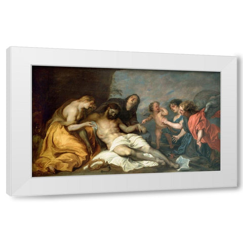 Lamentation over the Dead Christ White Modern Wood Framed Art Print by van Dyck, Anthony