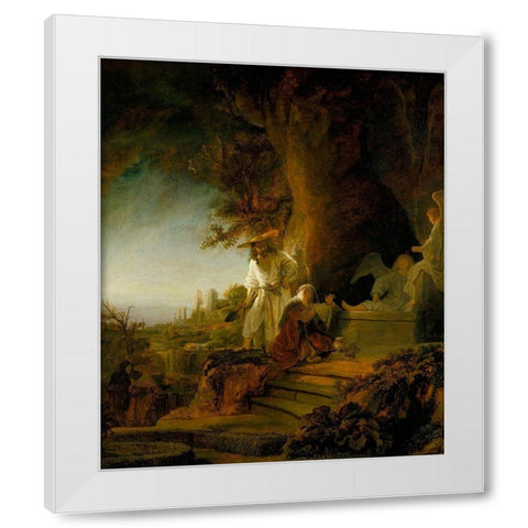 Christ and St Mary Magdalen at the Tomb White Modern Wood Framed Art Print by Rembrandt