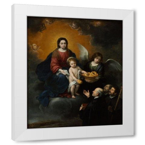 The Infant Christ Distributing Bread to the Pilgrims White Modern Wood Framed Art Print by Murillo, Bartolome Esteban