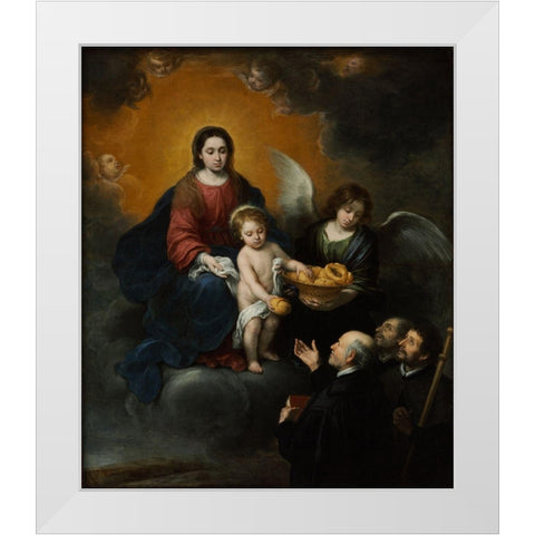 The Infant Christ Distributing Bread to the Pilgrims White Modern Wood Framed Art Print by Murillo, Bartolome Esteban