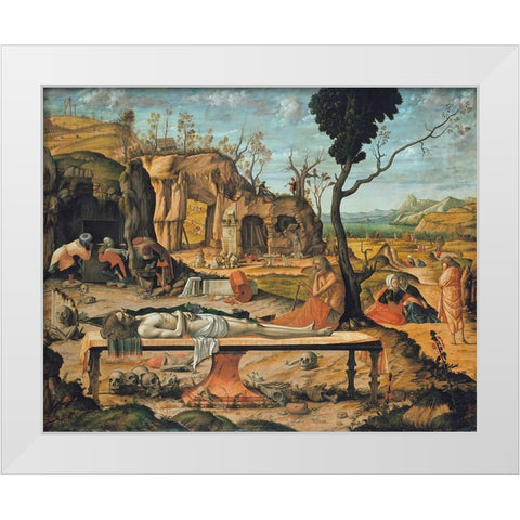 Preparation of Christs Tomb White Modern Wood Framed Art Print by Carpaccio, Vittore