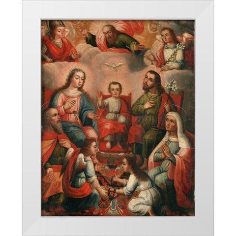 The family of Christ Child White Modern Wood Framed Art Print by Cusco School