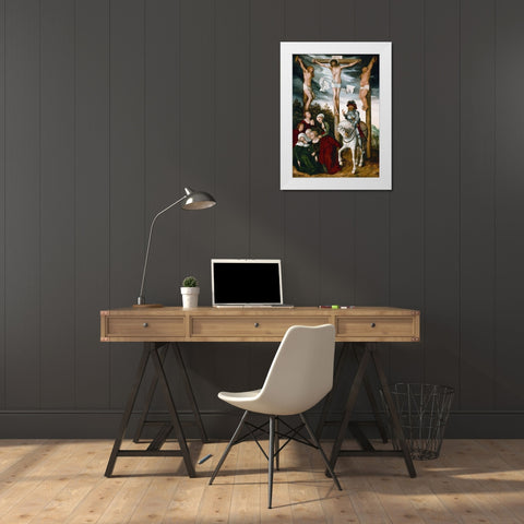 Crucifixion of Christ White Modern Wood Framed Art Print by Cranach, Lucas