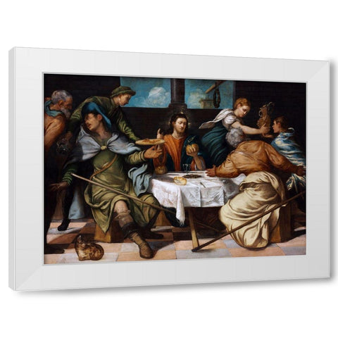 The Supper at Emmaus White Modern Wood Framed Art Print by Tintoretto, Jacopo