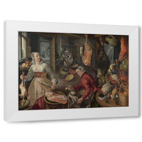 The Four Elements Fire White Modern Wood Framed Art Print by Beuckelaer, Joachim