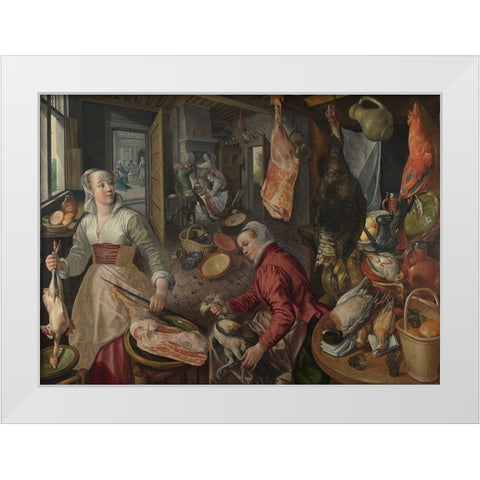 The Four Elements Fire White Modern Wood Framed Art Print by Beuckelaer, Joachim