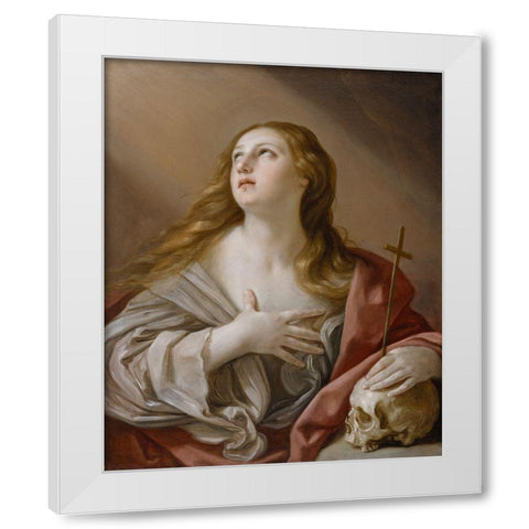 The Penitent Magdalene White Modern Wood Framed Art Print by Reni, Guido
