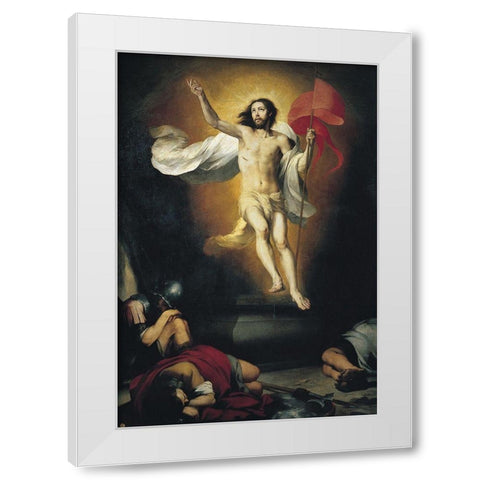 Resurreccion del Senor White Modern Wood Framed Art Print by Murillo, Bartolome Esteban