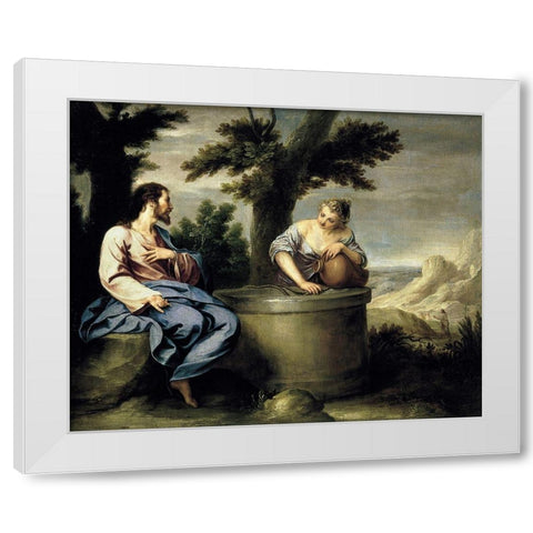 Cristo y la Samaritana White Modern Wood Framed Art Print by Cano, Alonso