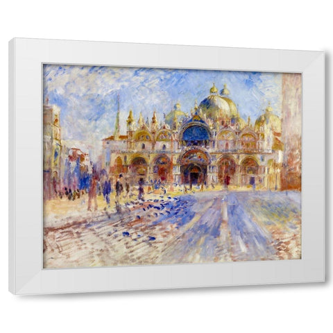 The Piazza San Marco, Venice White Modern Wood Framed Art Print by Renoir, Pierre-Auguste