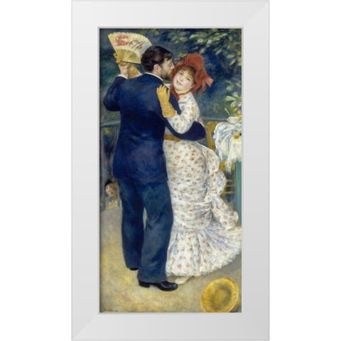 Country Dance White Modern Wood Framed Art Print by Renoir, Pierre-Auguste