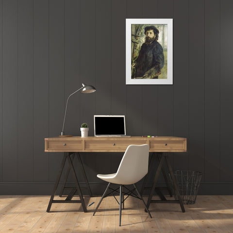 Claude Monet White Modern Wood Framed Art Print by Renoir, Pierre-Auguste