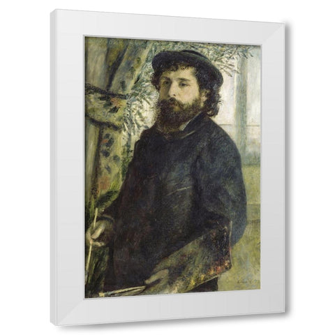 Claude Monet White Modern Wood Framed Art Print by Renoir, Pierre-Auguste