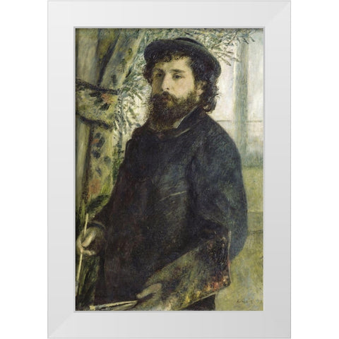 Claude Monet White Modern Wood Framed Art Print by Renoir, Pierre-Auguste