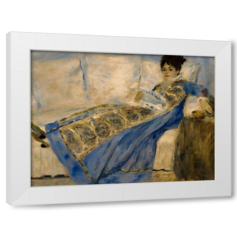 Madame Claude Monet White Modern Wood Framed Art Print by Renoir, Pierre-Auguste