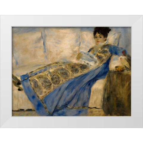 Madame Claude Monet White Modern Wood Framed Art Print by Renoir, Pierre-Auguste