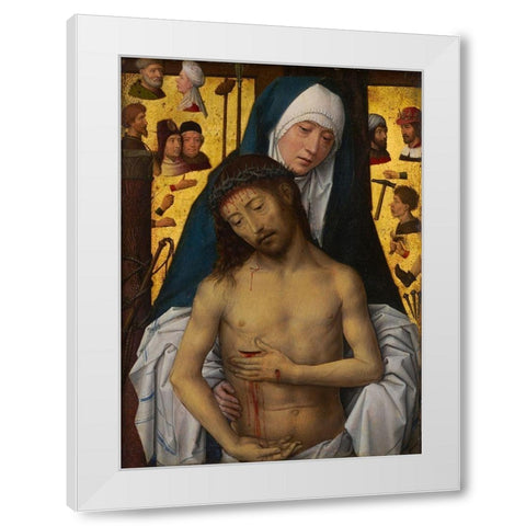 The Man of Sorrows in the arms of the Virgin White Modern Wood Framed Art Print by Memling, Hans