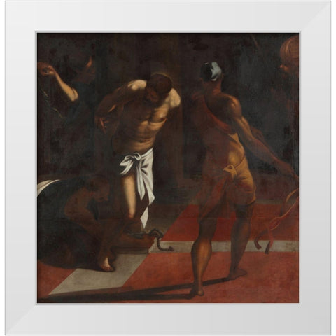 The Flagellation of Christ White Modern Wood Framed Art Print by Schroder, Johann Christian