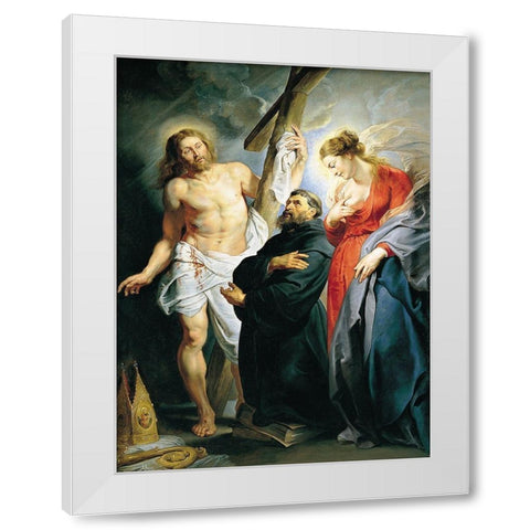 San Agustin entre Cristo y la Virgen White Modern Wood Framed Art Print by Rubens, Peter Paul