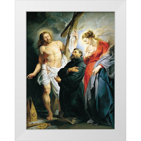 San Agustin entre Cristo y la Virgen White Modern Wood Framed Art Print by Rubens, Peter Paul