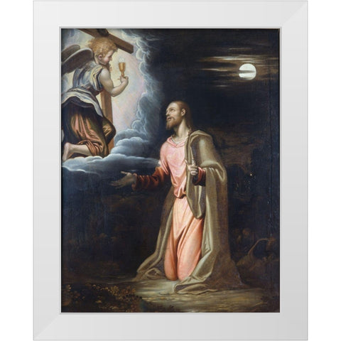 Christ in the Garden White Modern Wood Framed Art Print by Peterzano, Simone