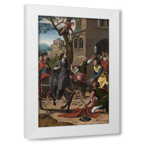 Entry of Christ into Jerusalem White Modern Wood Framed Art Print by Aelst, Pieter Coecke van