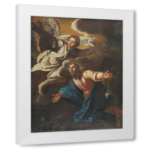 Christ on the Mount of Olives White Modern Wood Framed Art Print by Schroder, Johann Christian
