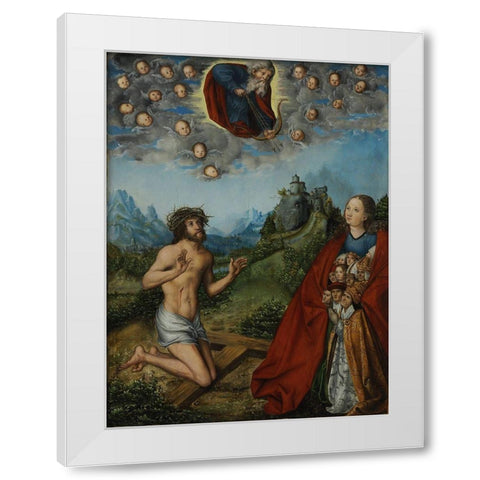 Christ and the Virgin Interceding for Humanity White Modern Wood Framed Art Print by Cranach, Lucas the Elder