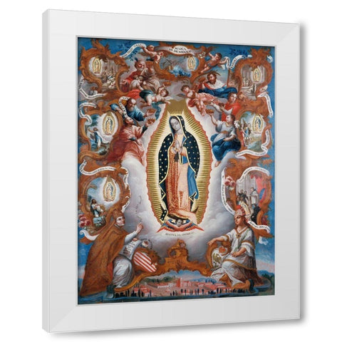 Virgin of Guadalupe White Modern Wood Framed Art Print by Unknown Mexican Artist