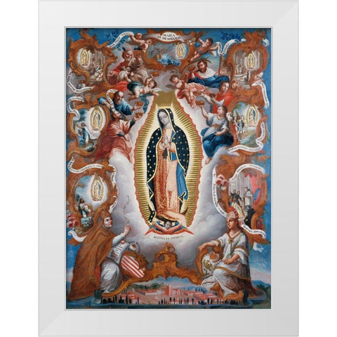 Virgin of Guadalupe White Modern Wood Framed Art Print by Unknown Mexican Artist