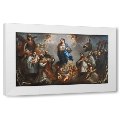 The Inmaculate Conception with Jesuits White Modern Wood Framed Art Print by Aguilera, Juan Francisco de