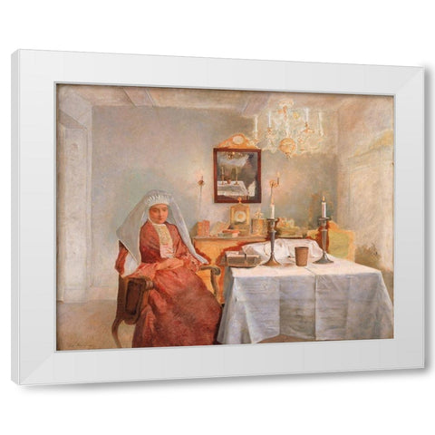 Friday Evening White Modern Wood Framed Art Print by Kaufmann, Isidor