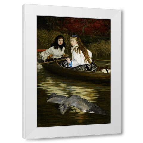 On the Thames, A Heron White Modern Wood Framed Art Print by Tissot, James