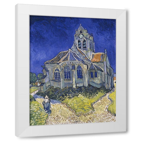 The church in Auvers-sur-Oise, view from the Chevet White Modern Wood Framed Art Print by van Gogh, Vincent