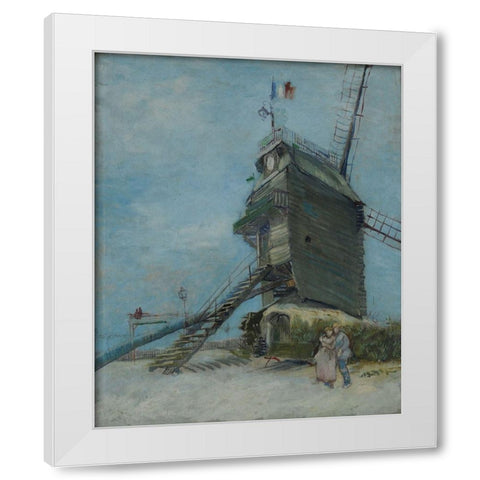 Le Moulin de la Galette White Modern Wood Framed Art Print by van Gogh, Vincent