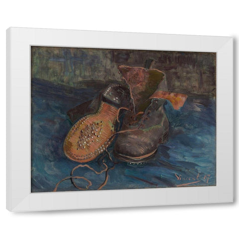 A Pair of Boots White Modern Wood Framed Art Print by van Gogh, Vincent