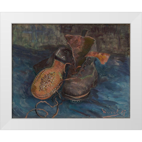 A Pair of Boots White Modern Wood Framed Art Print by van Gogh, Vincent