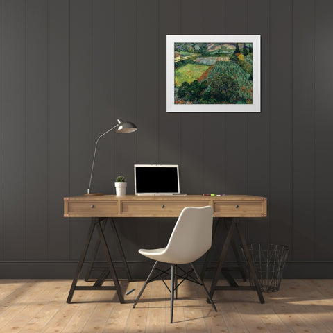 Field with Poppies White Modern Wood Framed Art Print by van Gogh, Vincent