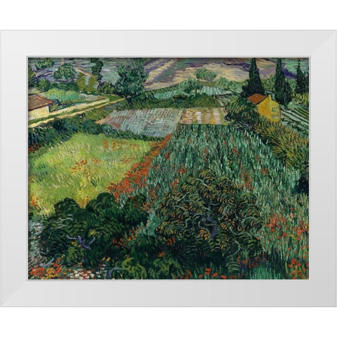 Field with Poppies White Modern Wood Framed Art Print by van Gogh, Vincent
