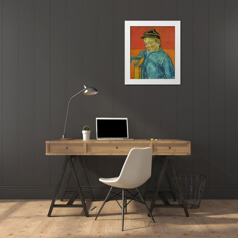 The Schoolboy White Modern Wood Framed Art Print by van Gogh, Vincent