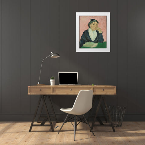 The Woman from Arles White Modern Wood Framed Art Print by van Gogh, Vincent