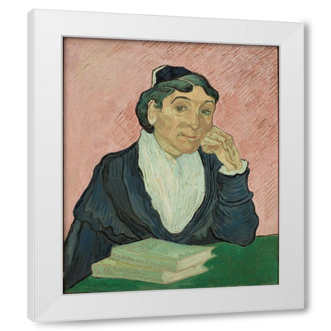 The Woman from Arles White Modern Wood Framed Art Print by van Gogh, Vincent