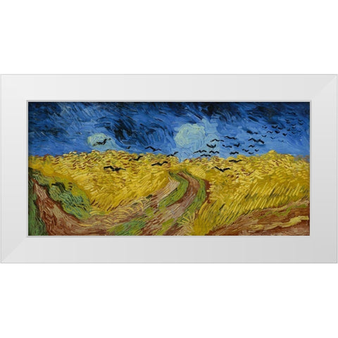 Wheat Field with Crows White Modern Wood Framed Art Print by van Gogh, Vincent