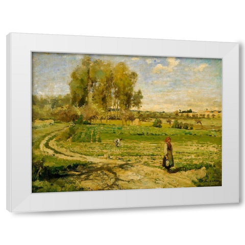 Giverny White Modern Wood Framed Art Print by Pissarro, Camille