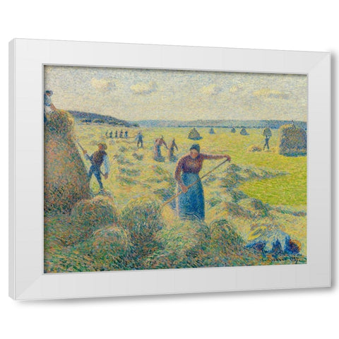 La Recolte des Foins, Eragny White Modern Wood Framed Art Print by Pissarro, Camille